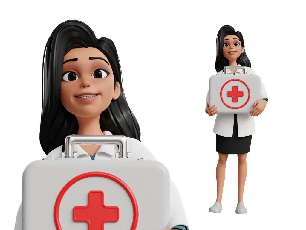 Doctor Cartoon Female Character high quality details showcase